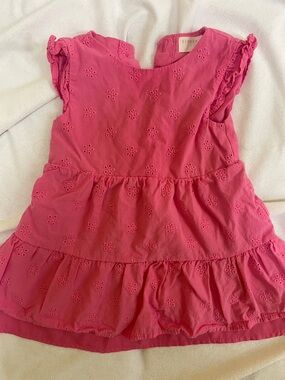 btween Hot Pink Eyelet Tiered Dress for Kids